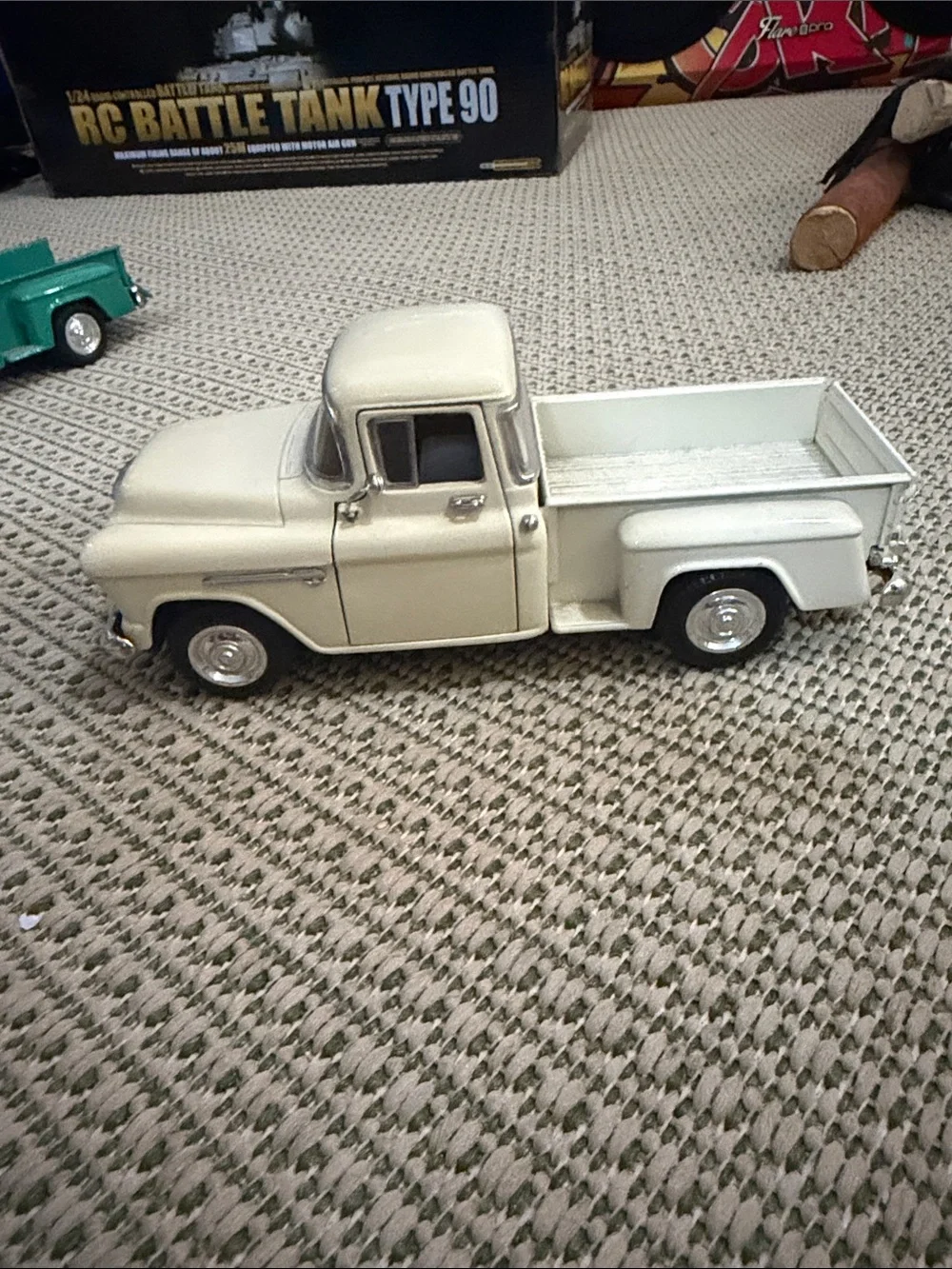 Classic Two-Tone Green and Cream Die-Cast Toy Car - ANTIQUES 4 car collector